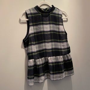 NWT plaid J. crew peplum sleeveless top